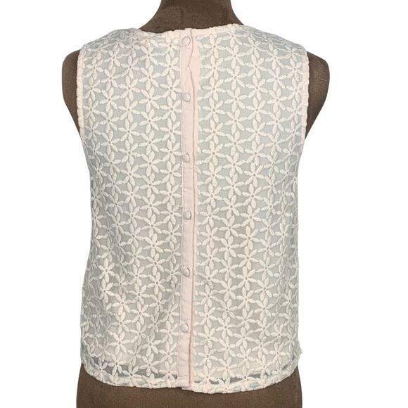 Divided by H&M Light Pink Sleeveless Top with Embroidered Scoop Neck Top Size 4 - Picture 2 of 7